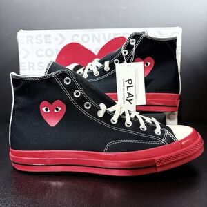 Converse x Chuck 70 HI Comme des Garcons CDG PLAY Mens 13 Black Red NEW A01793C